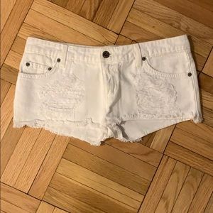 White Carmar LF brand cutoff Jean shorts